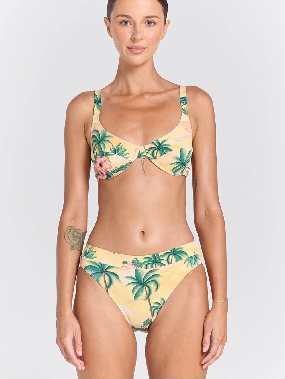 Yellow Tropical Palm Underwire Bikini